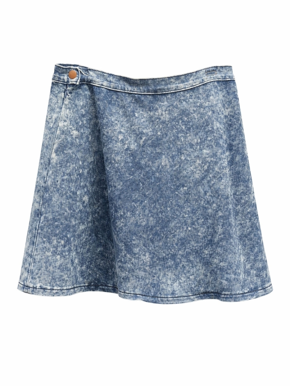 CHAMBRAY DENIM MINI SKIRT.